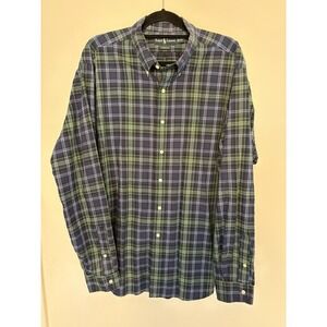 Ralph Lauren Mens Plaid Button Down Shirt Long Sleeve Green Navy Tartan Size XXL